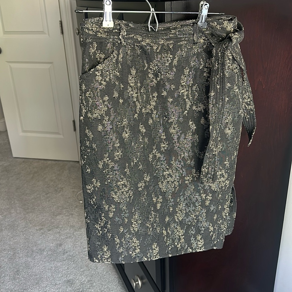 Banana Republic Skirt Womens Jacquard Belted Pencil Gray Black - size 2